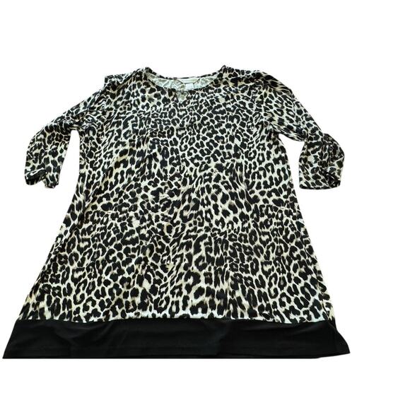 CJ Banks XL Animal Print Top Blouse Womens Leopard Career Cheetah 1X Work Office - Picture 4 of 11